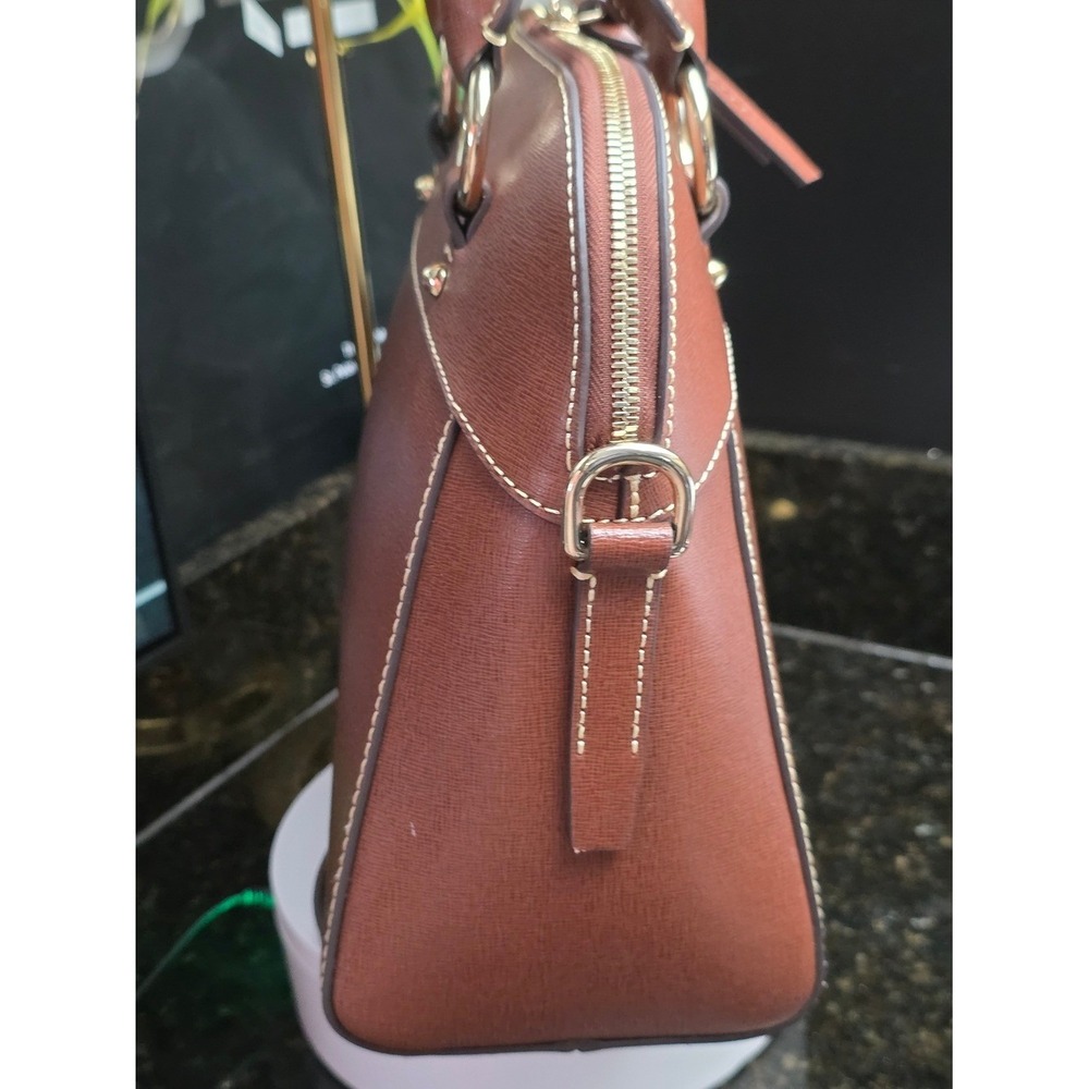 Dooney & Bourke Cameron Satchel Amber Saffiano Leather Handbag Brown Crossbody - Picture 5 of 10